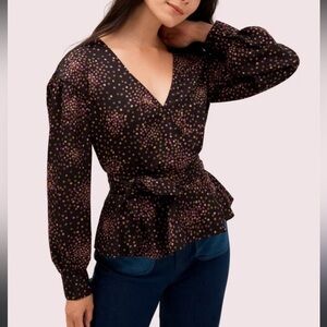 Kate Spade Disco Dits  wrap top XXS polka dots